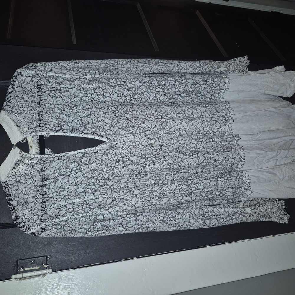 Free People Black and White Tiered Halter Dress